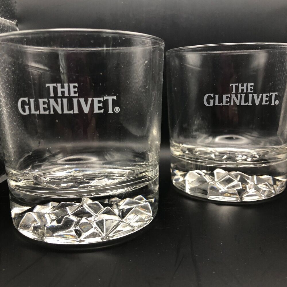 THE GLENLIVET Scotch Whiskey Rocks Glasses Texture Bar Bottom Design Set of 2